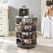 Round pushable wooden shoe cabinet on wheels