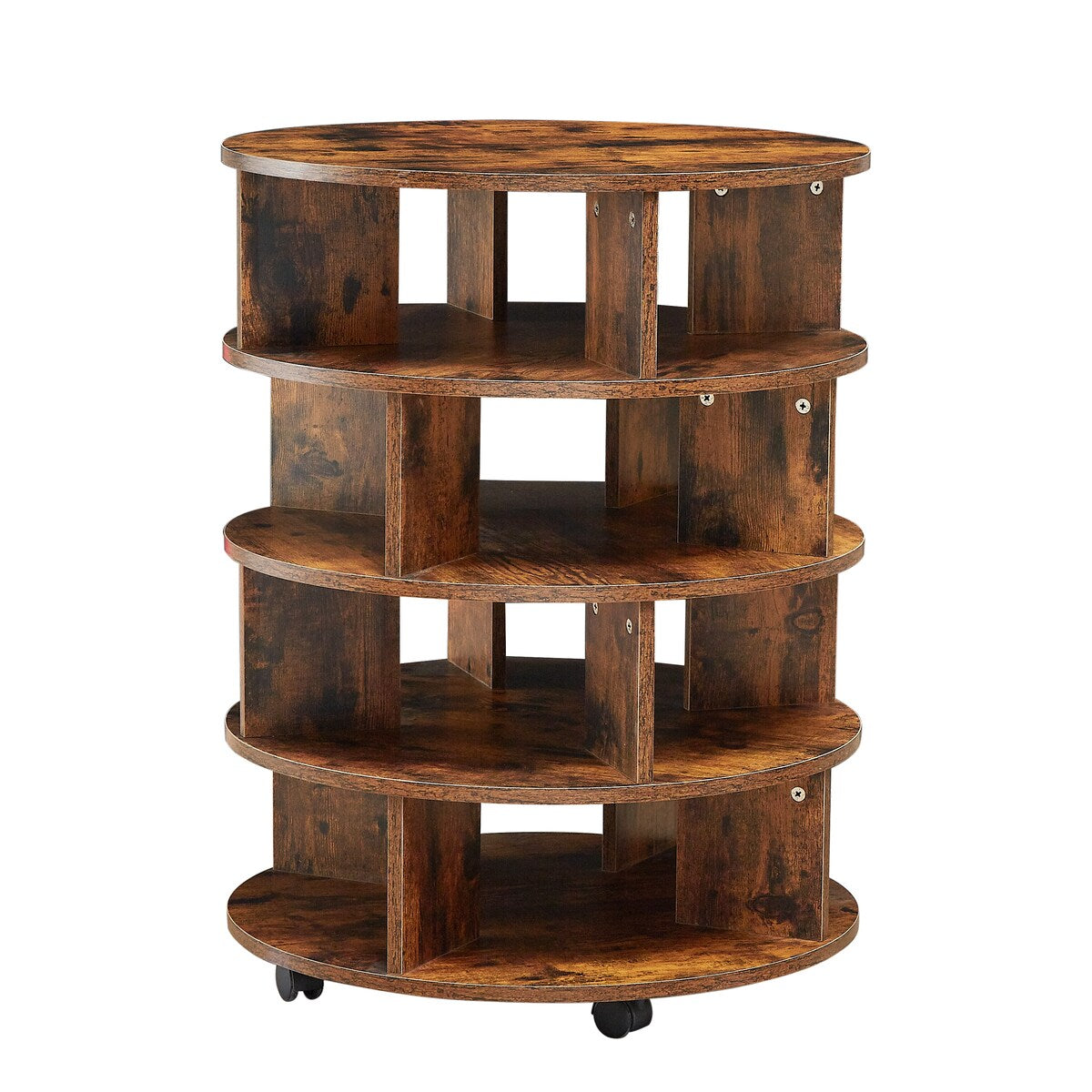Round pushable wooden shoe cabinet on wheels