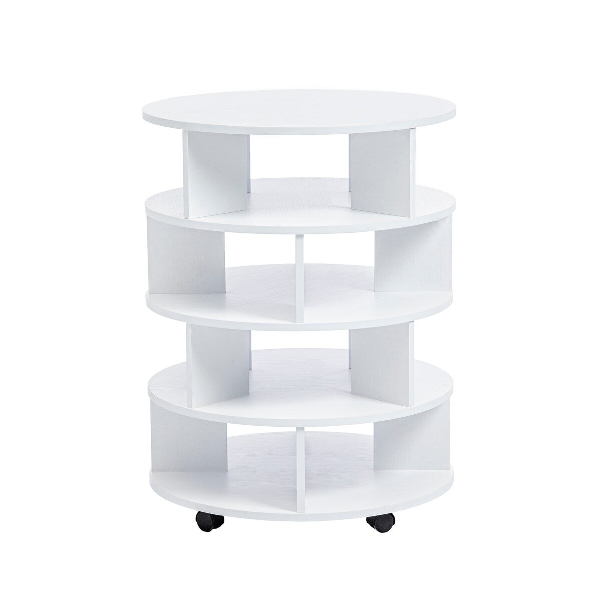 Round pushable wooden shoe cabinet on wheels