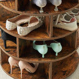 Round pushable wooden shoe cabinet on wheels