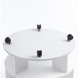 Round pushable wooden shoe cabinet on wheels