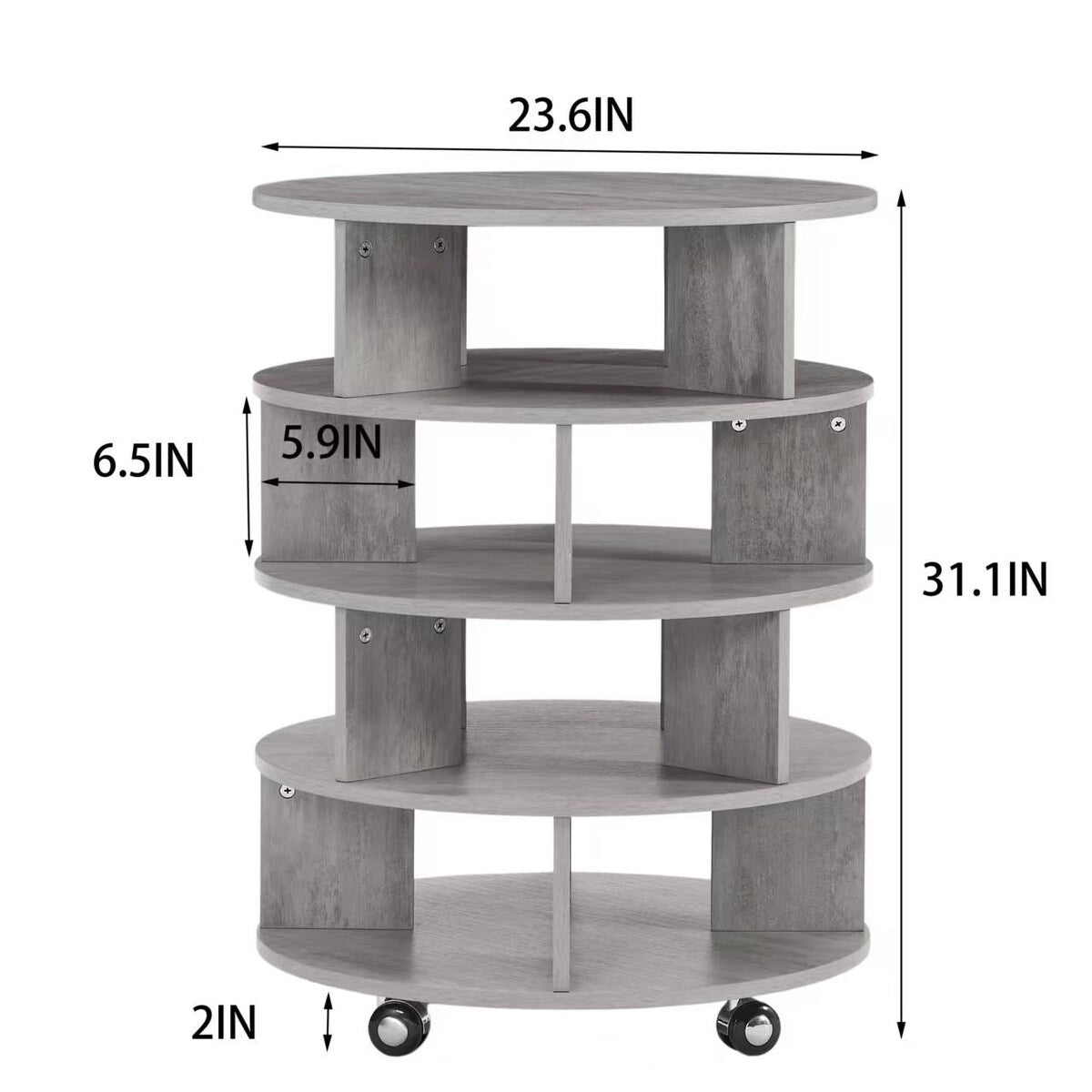 Round pushable wooden shoe cabinet on wheels