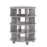 Round pushable wooden shoe cabinet on wheels