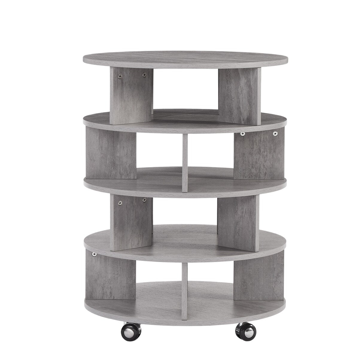 Round pushable wooden shoe cabinet on wheels