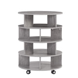Round pushable wooden shoe cabinet on wheels