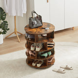 Round pushable wooden shoe cabinet on wheels