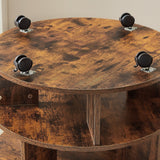 Round pushable wooden shoe cabinet on wheels