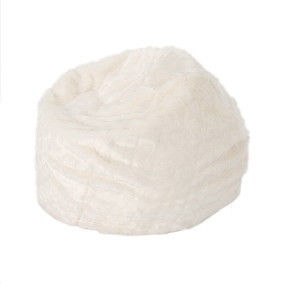 Rounded Faux Fur Bean Bag With Softness And Comfort