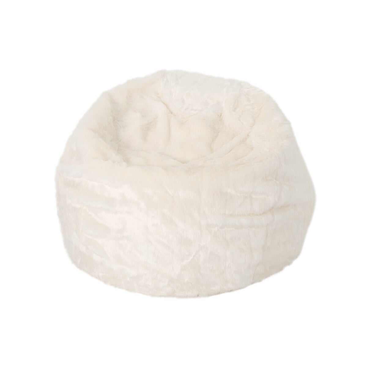 Rounded Faux Fur Bean Bag With Softness And Comfort