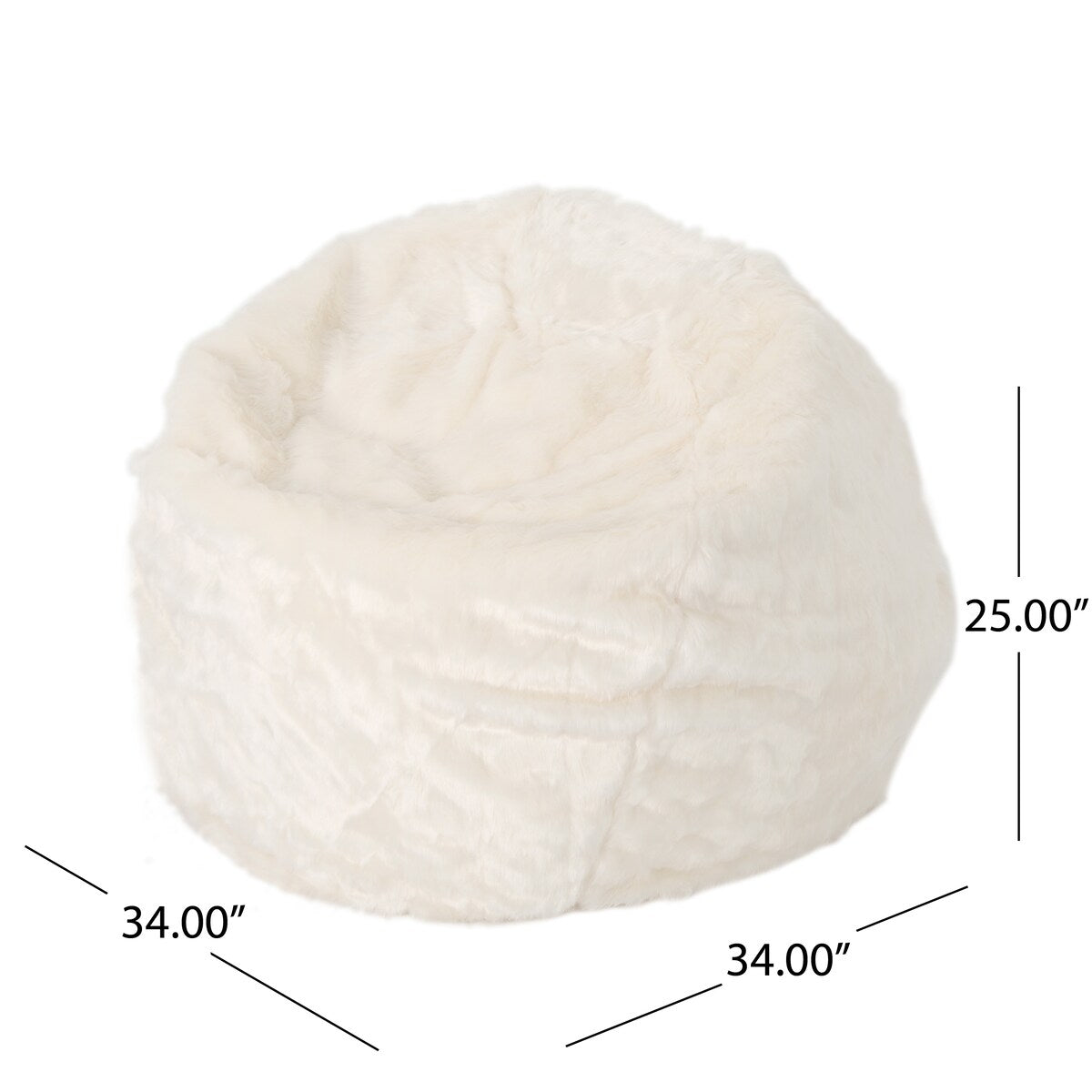 Rounded Faux Fur Bean Bag With Softness And Comfort