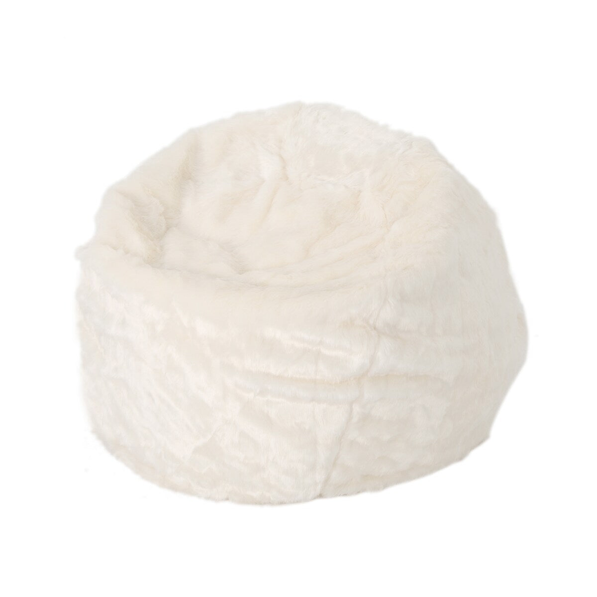 Rounded Faux Fur Bean Bag With Softness And Comfort