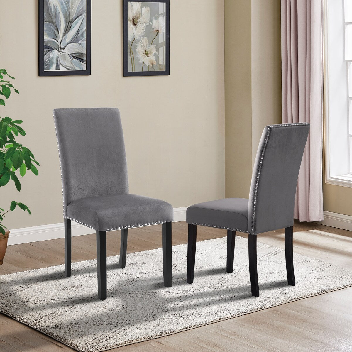 Roundhill Furniture Ashzo 5-Piece Dining Set, Hairpin Dining Table with 4 Chairs