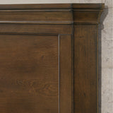Roundhill Furniture Maderne 3-Piece Wood Bedroom Set, Panel Bed and Two Nightstands, Antique Walnut Finish
