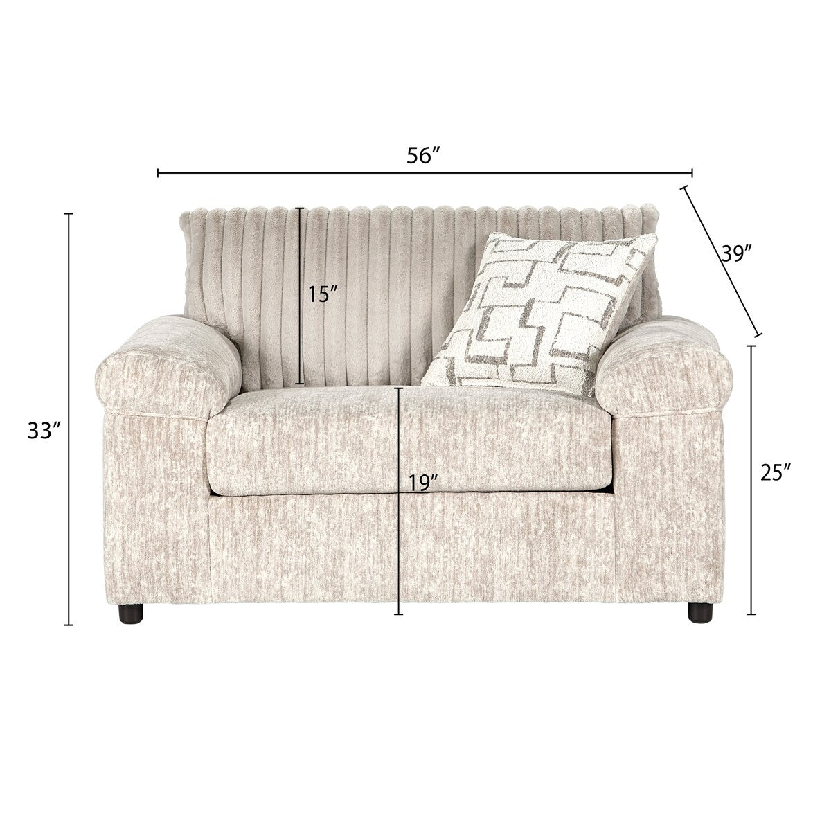 Roundhill Furniture Nason Wide Wale Corduroy Sectional Sofa Chaise with Armchair and Ottoman