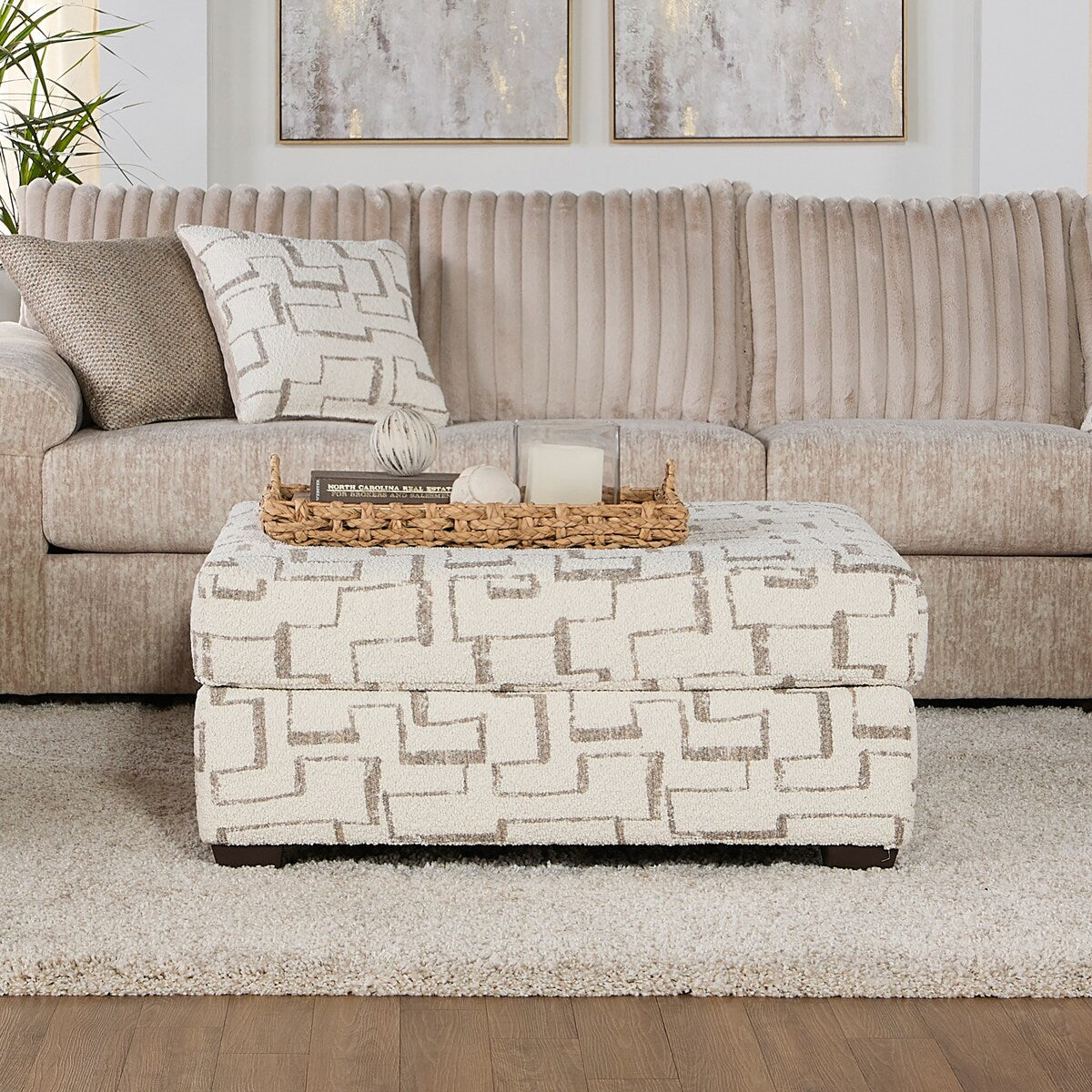 Roundhill Furniture Nason Wide Wale Corduroy Sectional Sofa Chaise with Armchair and Ottoman