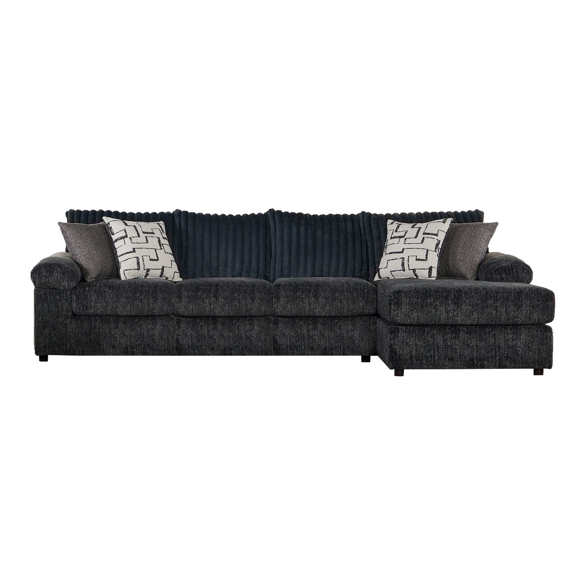Roundhill Furniture Nason Wide Wale Corduroy Sectional Sofa Chaise with Armchair and Ottoman