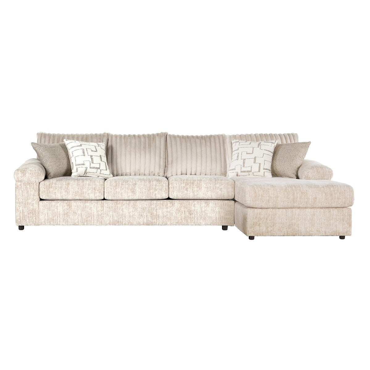 Roundhill Furniture Nason Wide Wale Corduroy Sectional Sofa Chaise with Armchair and Ottoman