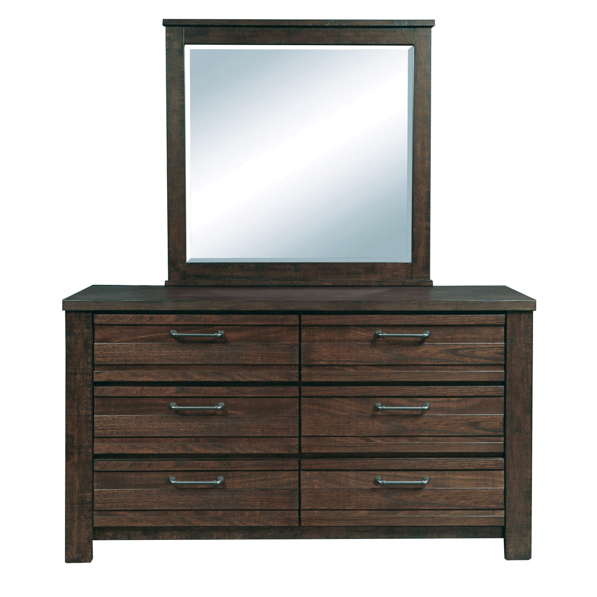 Roundhill Furniture Sedona Transitional Wood Bedroom Set, Panel Bed with Dresser, Mirror, Two Nightstands in Espresso