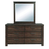 Roundhill Furniture Sedona Transitional Wood Bedroom Set, Panel Bed with Dresser, Mirror, Two Nightstands in Espresso