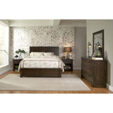 Roundhill Furniture Sedona Transitional Wood Bedroom Set, Panel Bed with Dresser, Mirror, Two Nightstands in Espresso