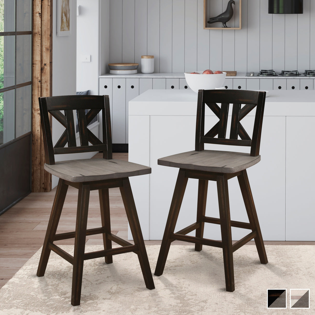 Roux Swivel Counter Height Barstool (Set of 2)