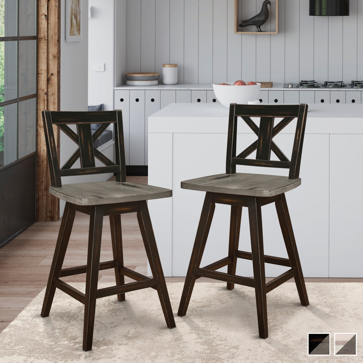 Roux Swivel Counter Height Barstool (Set of 2)