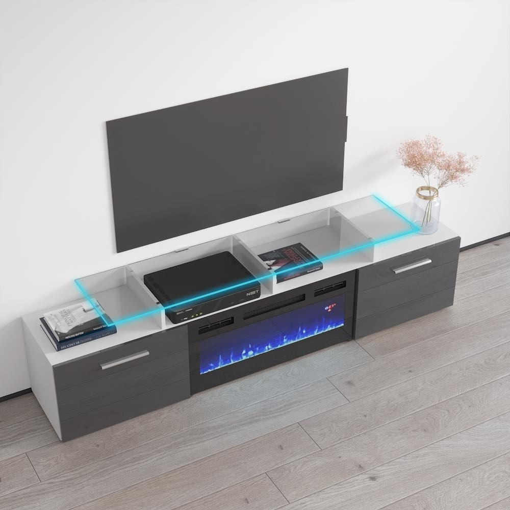 Rova EF Electric Fireplace Modern 75" TV Stand