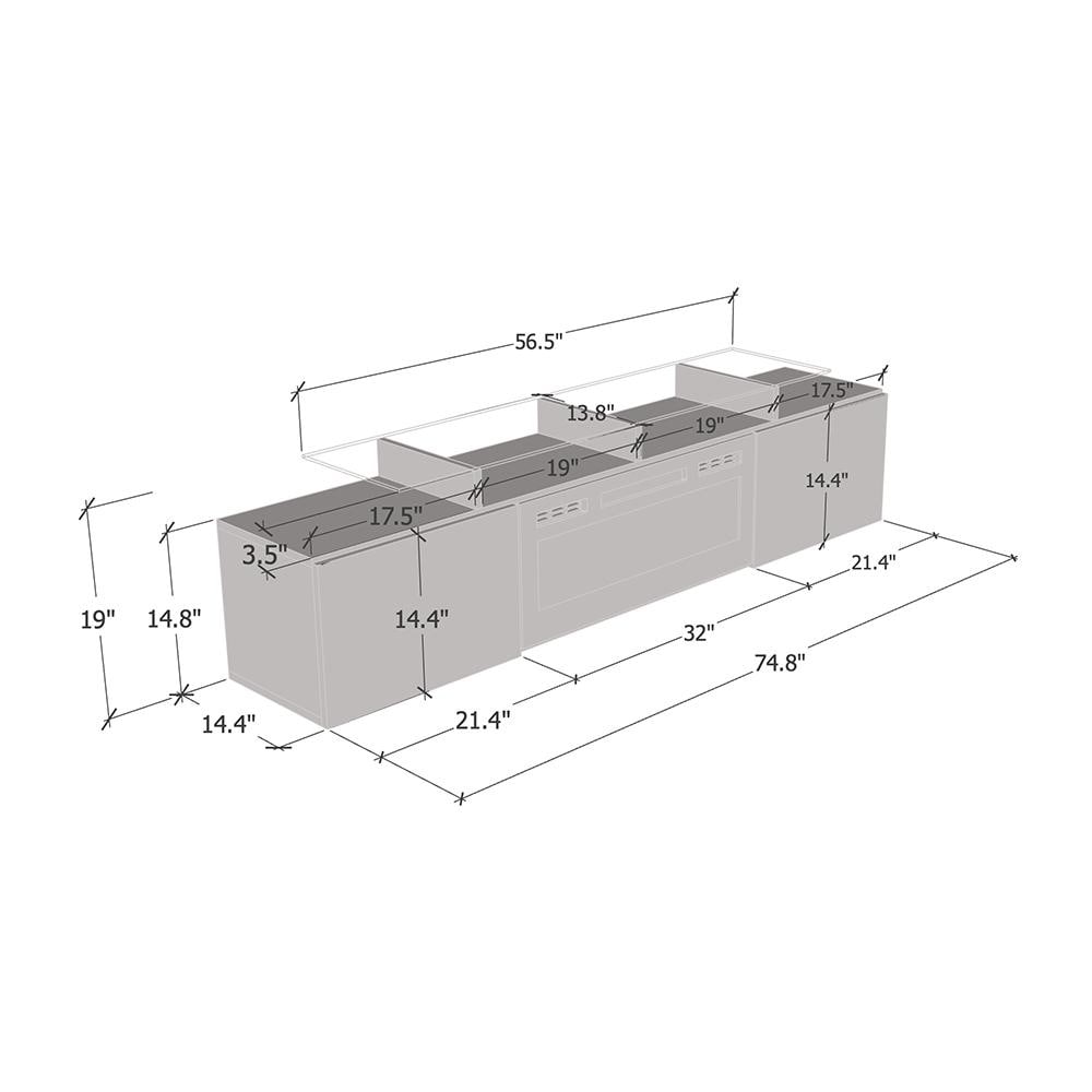 Rova EF Electric Fireplace Modern 75" TV Stand