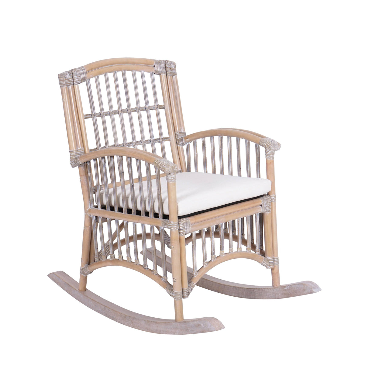 Rowan Bohemian Farmhouse Woven Rattan/Wood Rocking Chair, by JONATHAN Y - 39.37"