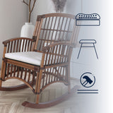 Rowan Bohemian Farmhouse Woven Rattan/Wood Rocking Chair, by JONATHAN Y - 39.37"
