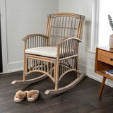 Rowan Bohemian Farmhouse Woven Rattan/Wood Rocking Chair, by JONATHAN Y - 39.37"