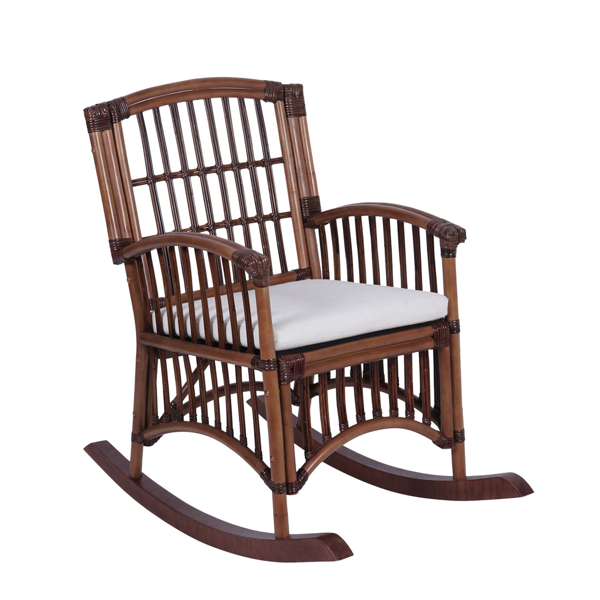 Rowan Bohemian Farmhouse Woven Rattan/Wood Rocking Chair, by JONATHAN Y - 39.37"