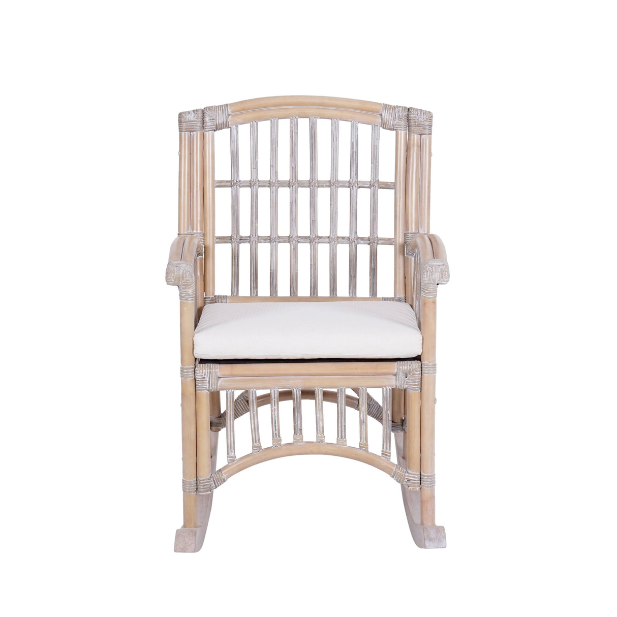 Rowan Bohemian Farmhouse Woven Rattan/Wood Rocking Chair, by JONATHAN Y - 39.37"