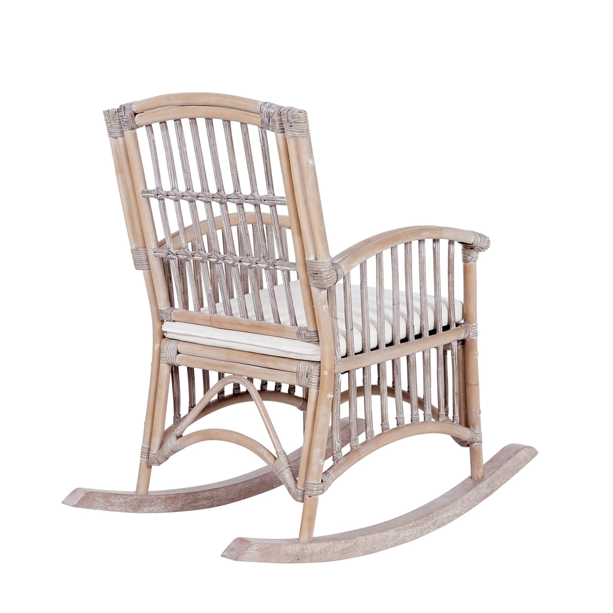 Rowan Bohemian Farmhouse Woven Rattan/Wood Rocking Chair, by JONATHAN Y - 39.37"