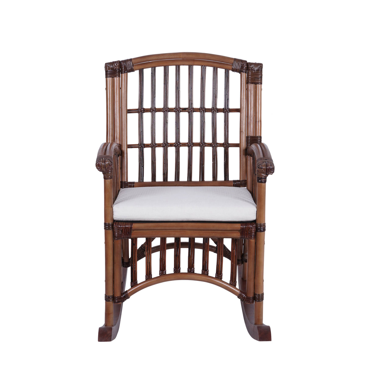 Rowan Bohemian Farmhouse Woven Rattan/Wood Rocking Chair, by JONATHAN Y - 39.37"