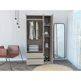 Rowaton 2-Drawer 3-Door Armoire Light Gray