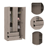 Rowaton 2-Drawer 3-Door Armoire Light Gray