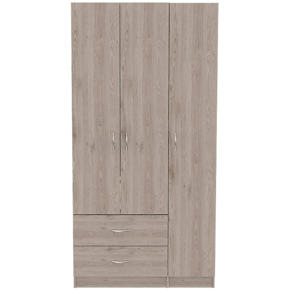 Rowaton 2-Drawer 3-Door Armoire Light Gray