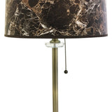 Royal Designs 28" Antique Brass Buffet Lamp with Dark Brown Marble Hardback Lamp Shade, Set of 2