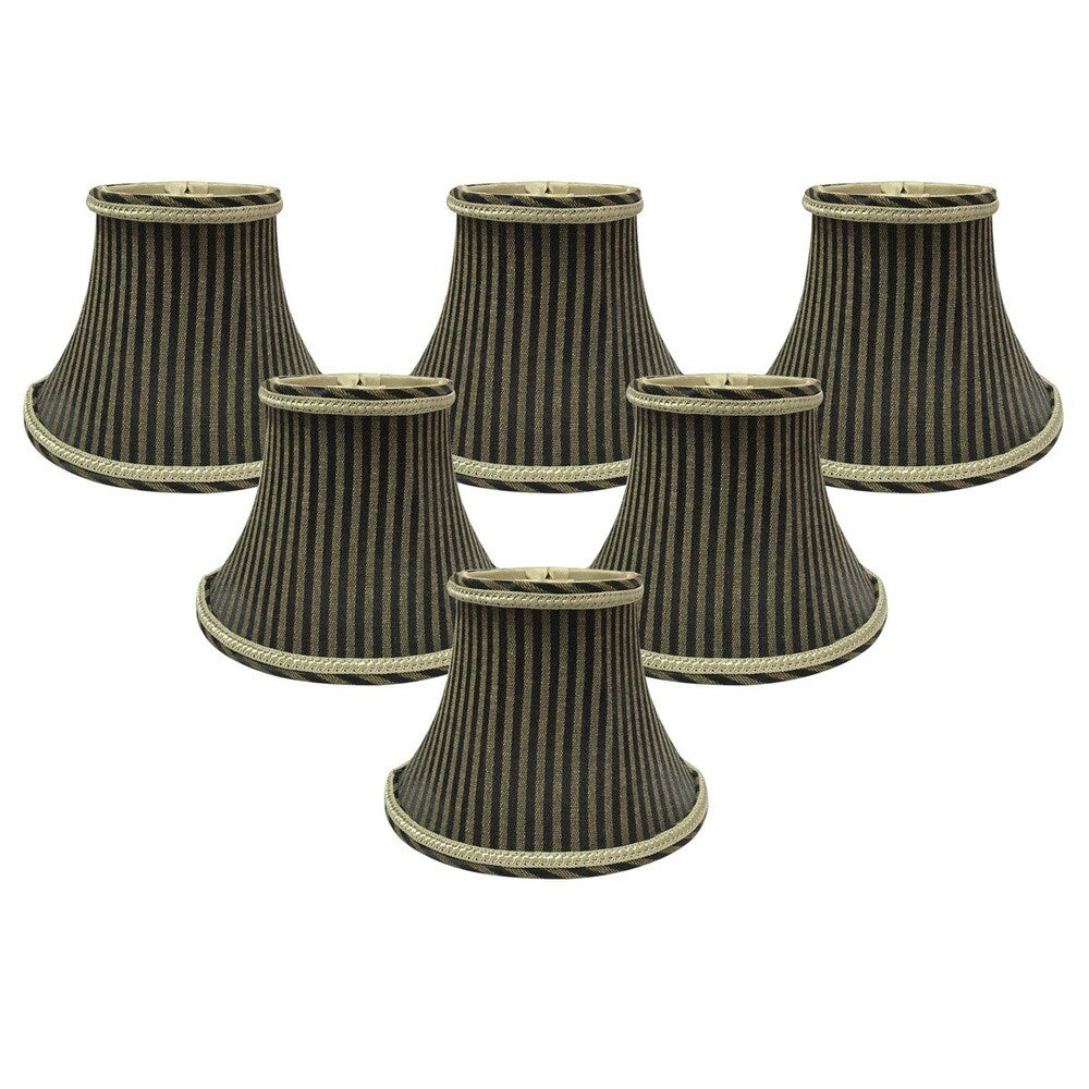 Royal Designs 6" Decoratie Trim Chandelier Lamp Shades Set of 6 Antique Gold & Black