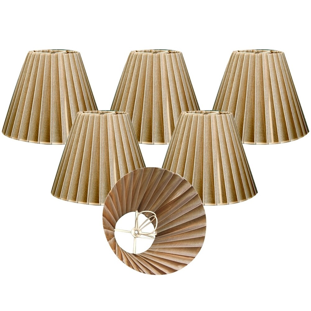 Royal Designs Antique Gold Organza Empire Chandelier Lamp Shade, 3" x 6" x 4.5", Clip On-Set of 6