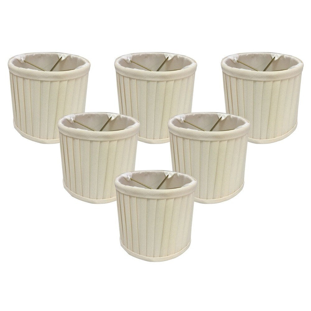 Royal Designs Eggshell Side Pleat Chandelier Shade, 4.5" x 5" x 4.25", Clip On-Set of 6
