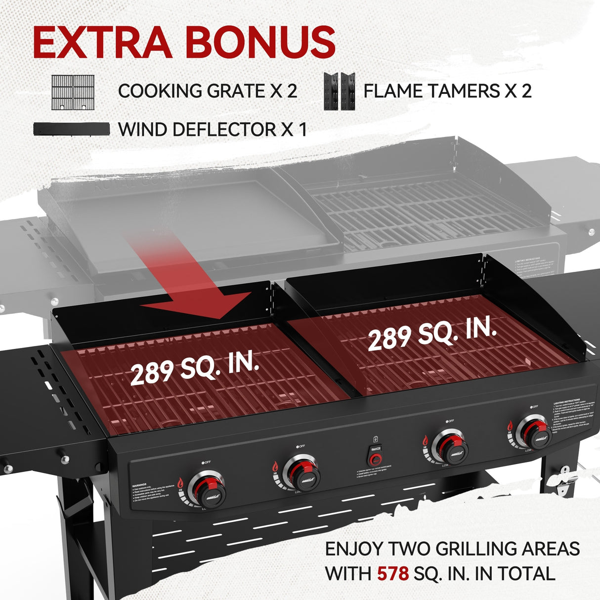 Royal Gourmet 4-Burner Gas Grill and Griddle Combo Black