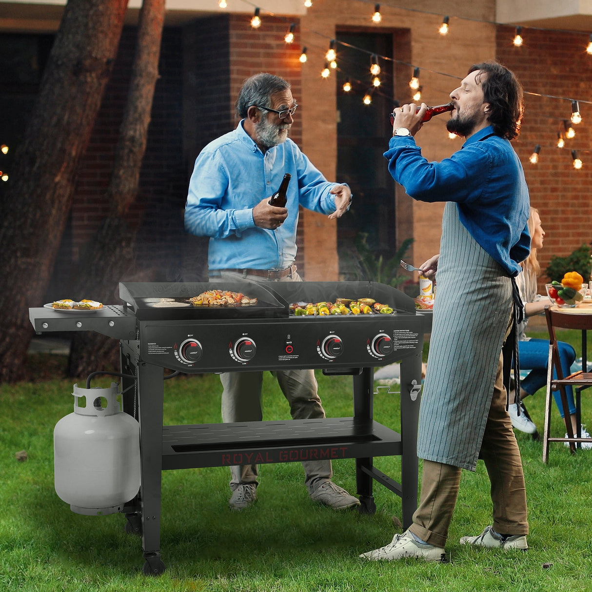 Royal Gourmet 4-Burner Gas Grill and Griddle Combo Black