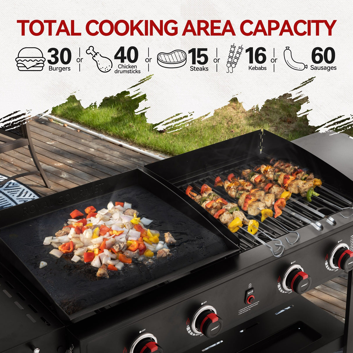 Royal Gourmet 4-Burner Gas Grill and Griddle Combo Black