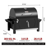 Royal Gourmet Portable Charcoal Grill with Side Handles and Bottle Opener, Tailgate and Campsite, Black