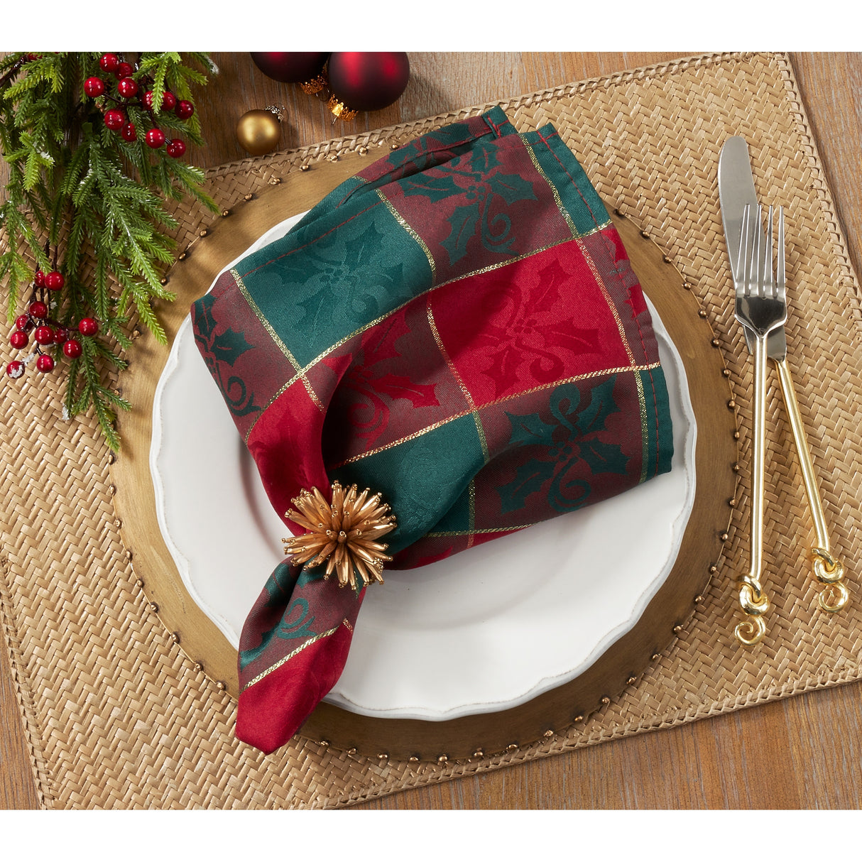 Royal de Noel Collection Plaid Dinner Napkins (Set of 12)