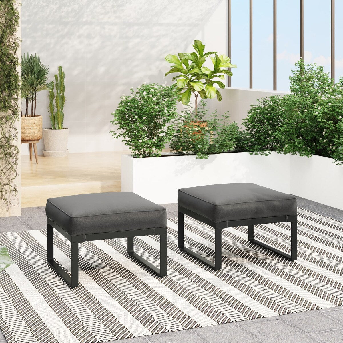 Royalcraft Aluminum Outdoor Ottoman (Set of 2)