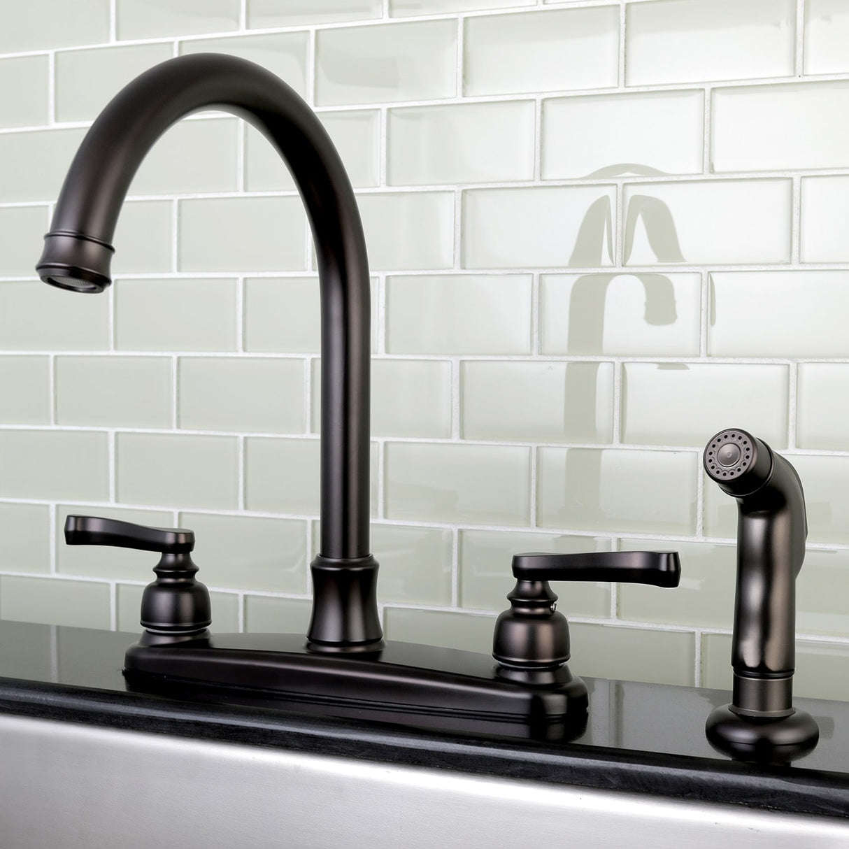 Kingston Brass Royale 8-Inch Centerset Kitchen Faucet with Sprayer