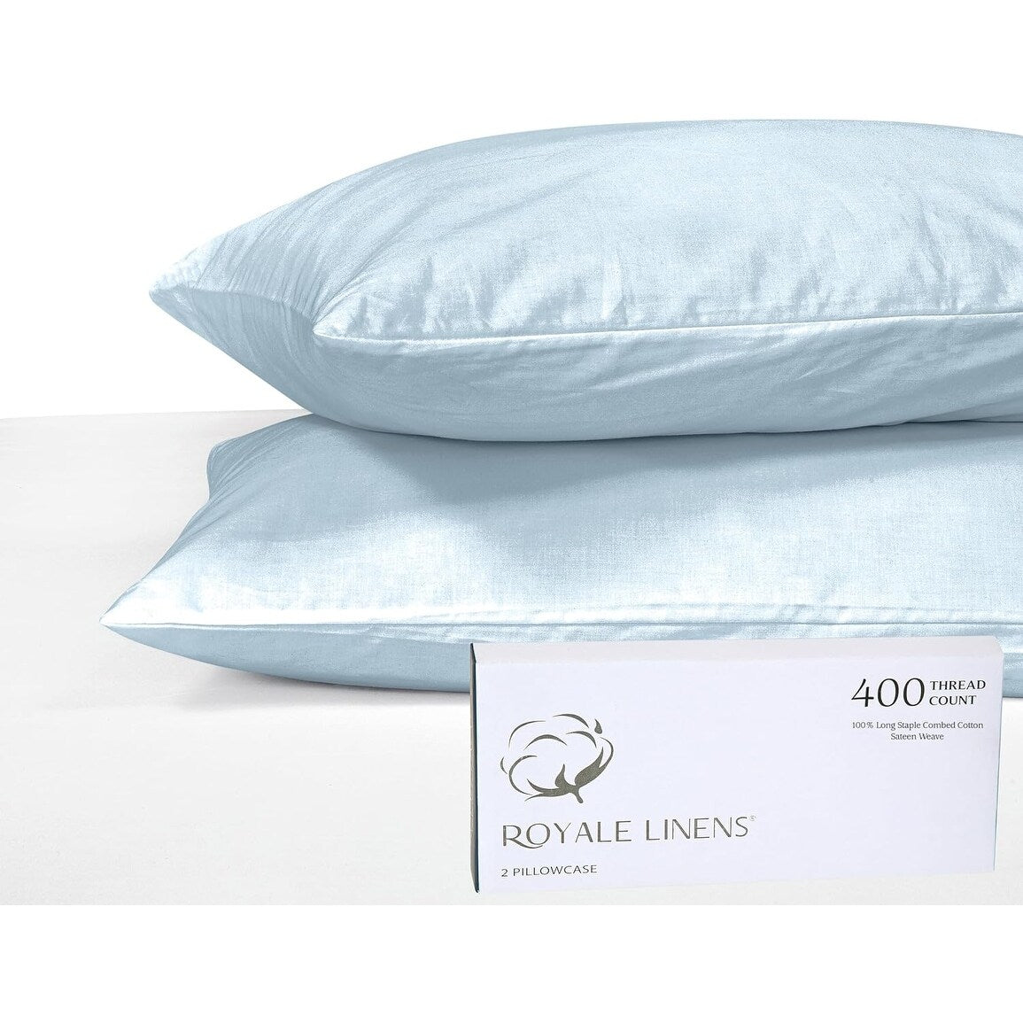 Royale Linens 400 Thread Count Cotton Pillowcase Set of 2